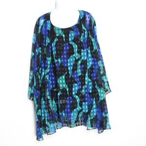 Vintage Lori Max Double Layered Blouse Size 22W Scalloped